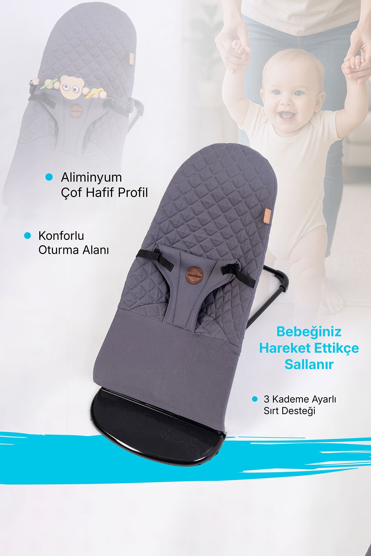 Cotton Sallanır Üç Kademeli Ana Kucağı (Oyuncak Aparatı)