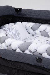 MARAL Örgülü Park Beşik Uyku Seti Gri 70x110, 70x120, 70x130, 60x120