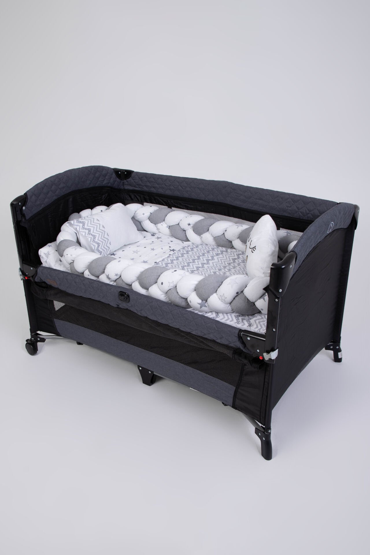 MARAL Örgülü Park Beşik Uyku Seti Gri 70x110, 70x120, 70x130, 60x120