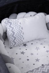 MARAL Örgülü Park Beşik Uyku Seti Gri 70x110, 70x120, 70x130, 60x120