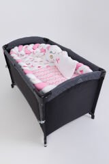 MARAL Örgülü Park Beşik Uyku Seti Pembe 70x110, 70x120, 70x130, 60x120