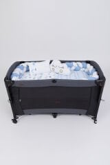 MARAL Örgülü Park Beşik Uyku Seti Mavi 70x110, 70x120, 70x130, 60x120