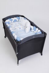 MARAL Örgülü Park Beşik Uyku Seti Mavi 70x110, 70x120, 70x130, 60x120