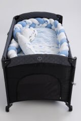 MARAL Örgülü Park Beşik Uyku Seti Mavi 70x110, 70x120, 70x130, 60x120