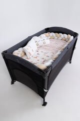 MARAL Örgülü Park Beşik Uyku Seti Kahverengi 70x110, 70x120, 70x130, 60x120