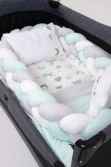 MARAL Örgülü Park Beşik Uyku Seti Yeşil 70x110, 70x120, 70x130, 60x120