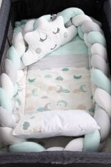 MARAL Örgülü Park Beşik Uyku Seti Yeşil 70x110, 70x120, 70x130, 60x120