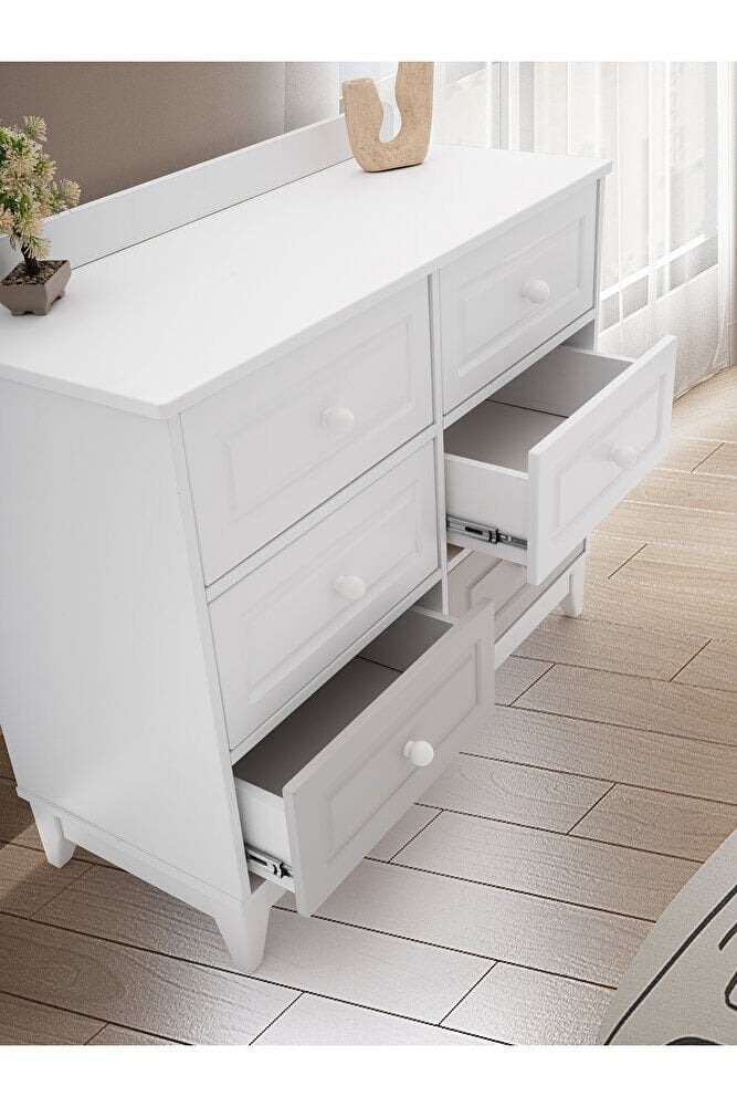 Aymini Lorena Çok Amaçlı Dolap , Çekmeceli Şifonyer Kapaklı Şifonyer 6 Çekmeceli Şifonyer