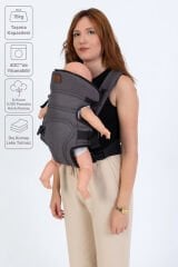 Cozibo Premium Lüks Bel Destekli Bebek Kanguru Antrasit - Ergonomi, Kolay Kullanım ve Modern Tasarım