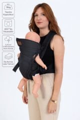 Cozibo Premium Lüks Bel Destekli Bebek Kanguru Siyah - Ergonomi, Kolay Kullanım ve Modern Tasarım
