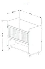 Sallanır Tekerlekli Kademeli Anne Yanı Bebek Beşik - Bebek Yatagı - 60x120 cm Sarı