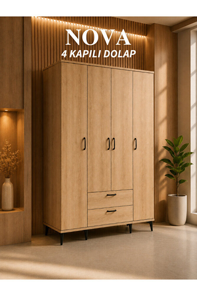 Nova 4 Kapılı 2 Çekmeceli Dolap, Gardrop