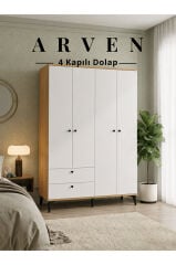 Arven 4 Kapılı 2 Çekmeceli Dolap, Gardrop Çok Renkli