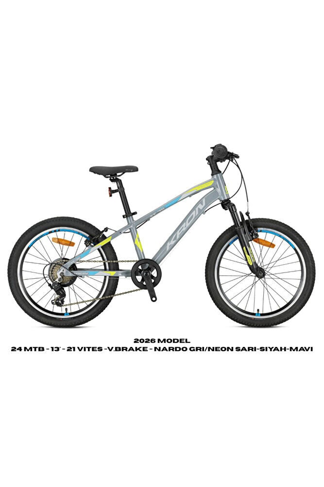 XC 75 - 24 MTB - 13' - 21 Vites -V.Brake - Nardo Gri/Neon Sarı-Siyah-Mavi