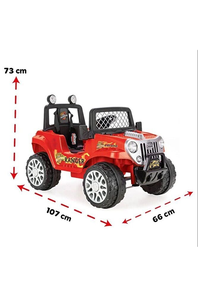 Ranger 2025 Model Direksiyondan Kontrollü Akülü Araba 12 Volt (UZAKTAN KUMANDALI) Kırmızı