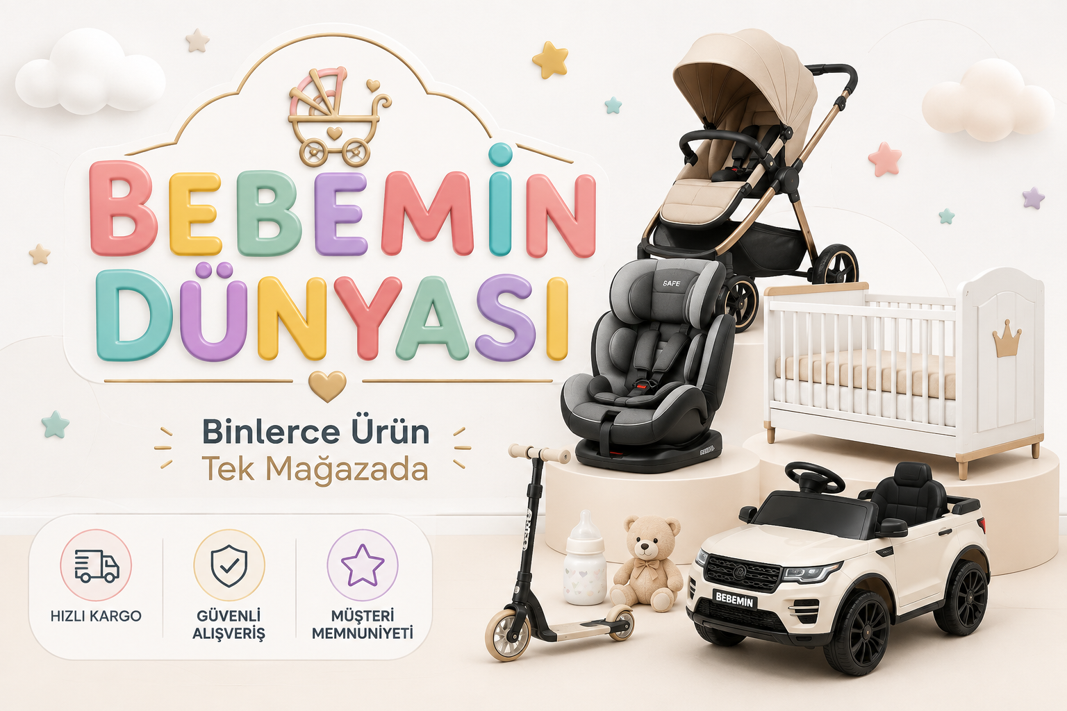 Go-Bike Ebeveyn Kontrollü 3 Tekerlekli Tenteli Bisiklet